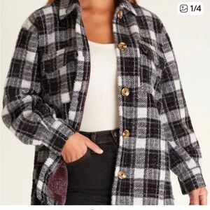 Z Supply Black and White Plaid Shirt Jacket